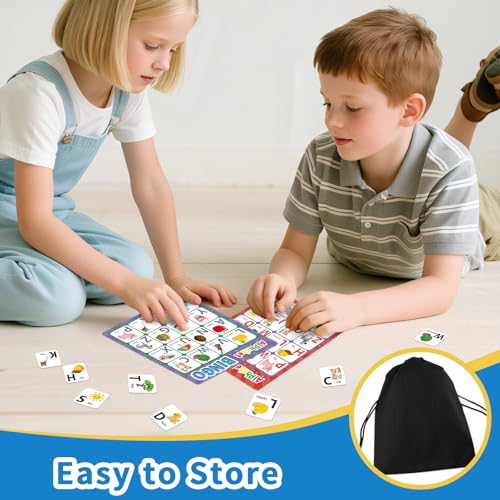 Edumix Double-Sided Alphabet & Number Bingo Game – ABC, 123 & Sight Word Learning Toy for Toddlers, Preschool Activities, Family Matching Game