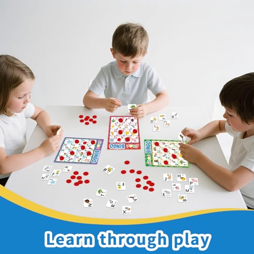Edumix Double-Sided Alphabet & Number Bingo Game – ABC, 123 & Sight Word Learning Toy for Toddlers, Preschool Activities, Family Matching Game