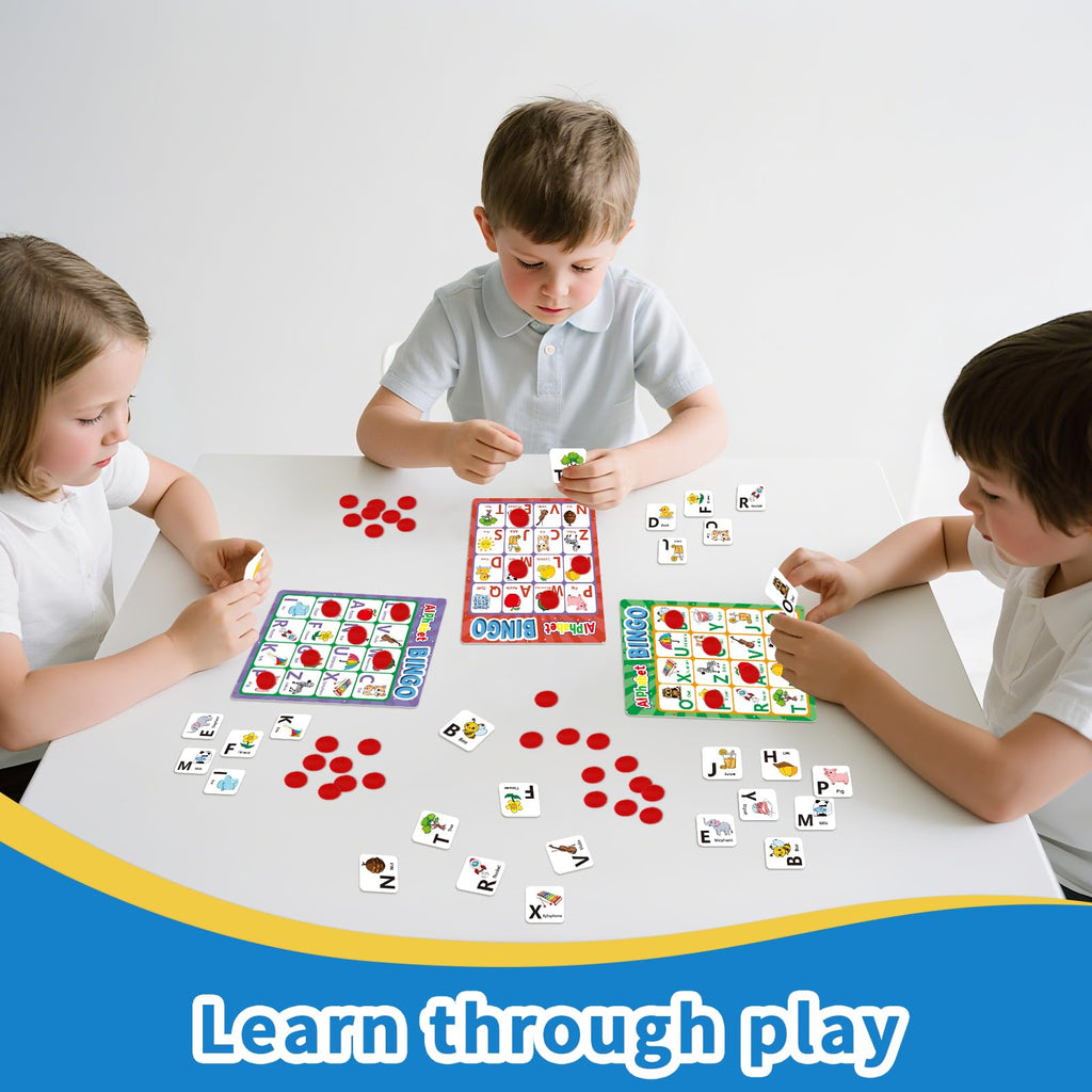 Edumix Double-Sided Alphabet & Number Bingo Game – ABC, 123 & Sight Word Learning Toy for Toddlers, Preschool Activities, Family Matching Game