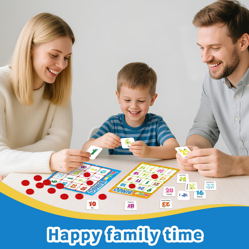 Edumix Double-Sided Alphabet & Number Bingo Game – ABC, 123 & Sight Word Learning Toy for Toddlers, Preschool Activities, Family Matching Game