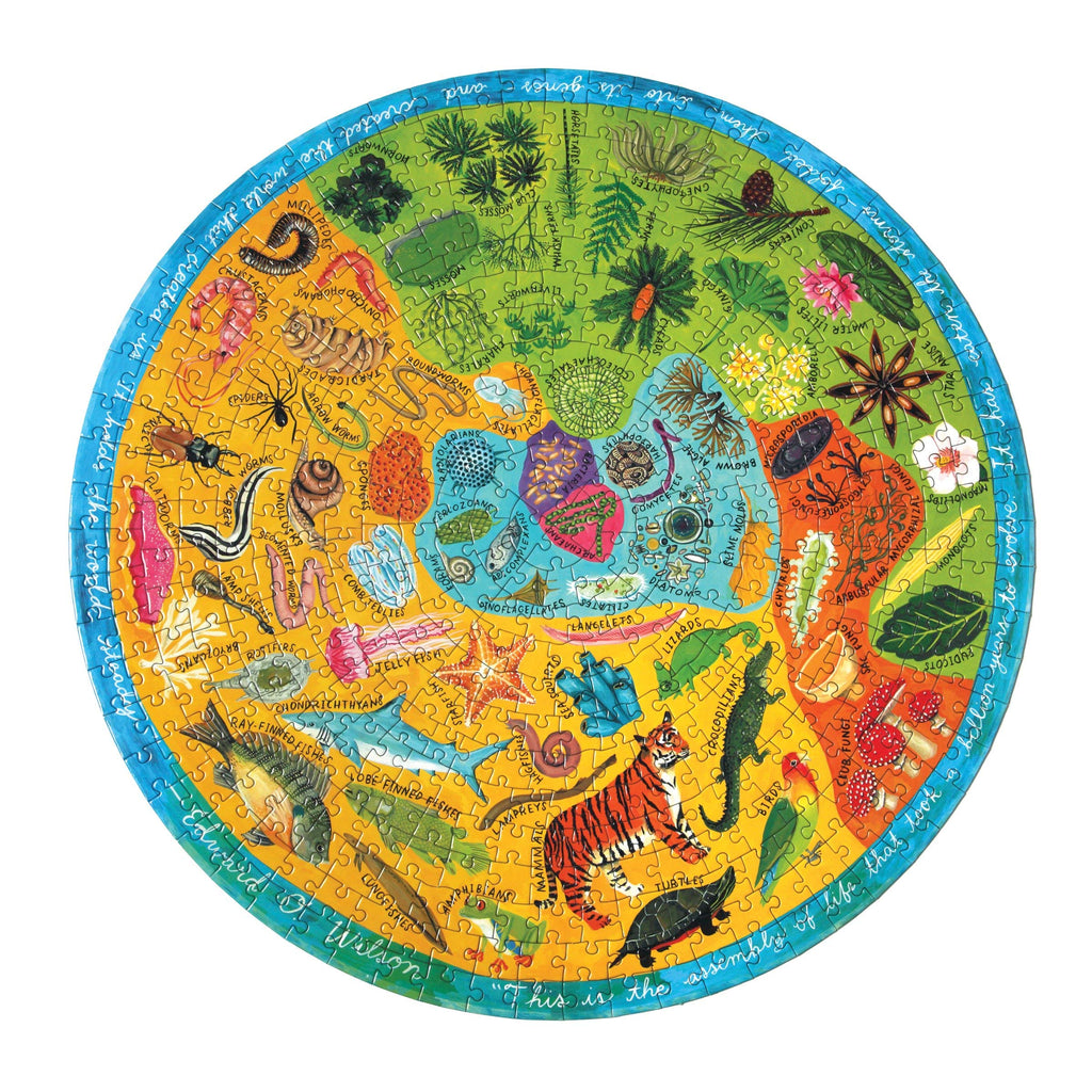 eeBoo Biodiversity 500 Piece Round Jigsaw Puzzle – 23" Diameter, Recycled Board, Vegetable-Based Ink