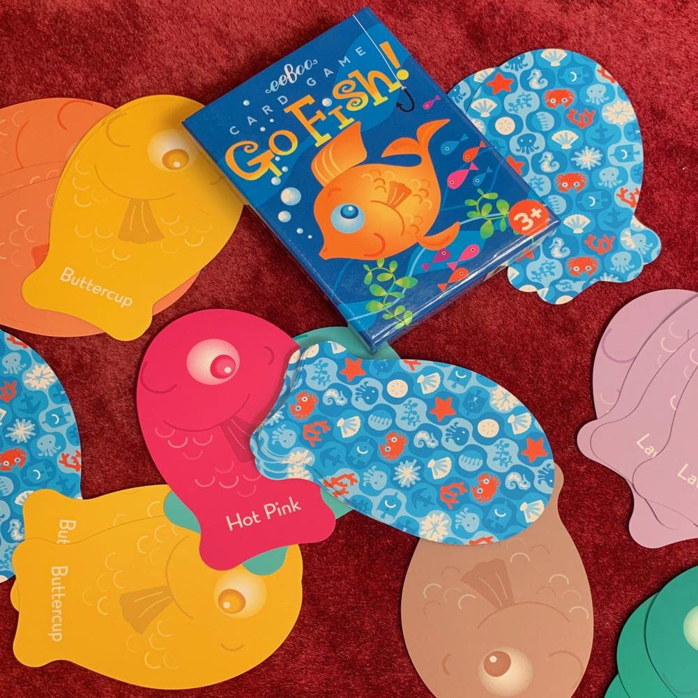 eeBoo Color Go Fish Card Game – Learn Colors with Fish-Shaped Cards for Ages 3+