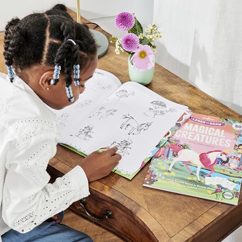 eeBoo Learn to Draw Magical Creatures: Step-by-Step Drawing Activity Book with 50 Stickers for Kids 5+