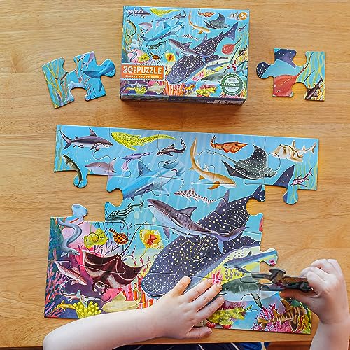 eeBoo Sharks & Friends 20-Piece Puzzle – Large Ocean-Themed Jigsaw for Ages 3+