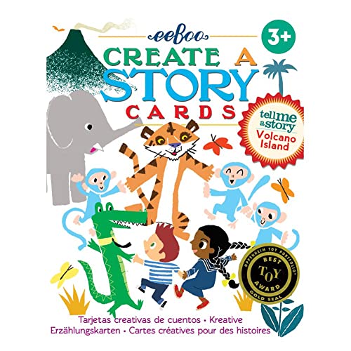 eeBoo Volcano Island Storytelling Cards – 36 Illustrated Pre-Literacy Cards for Ages 3+