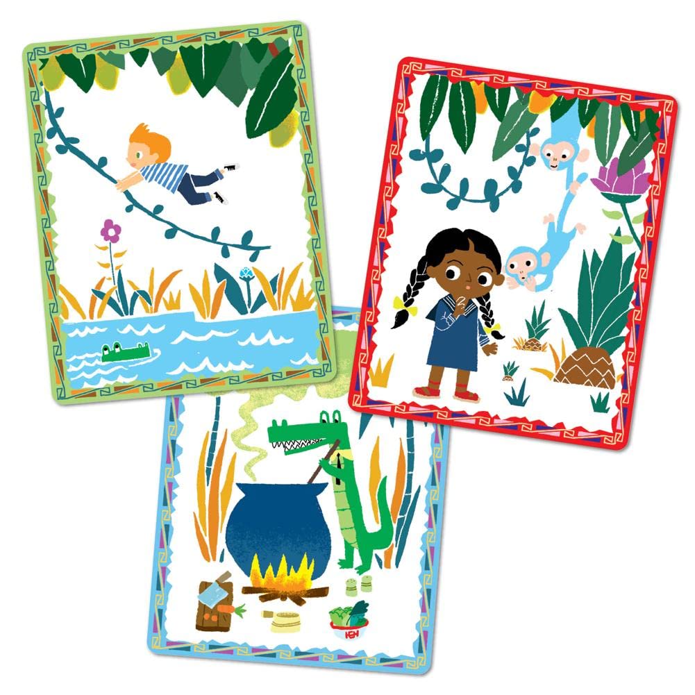 eeBoo Volcano Island Storytelling Cards – 36 Illustrated Pre-Literacy Cards for Ages 3+