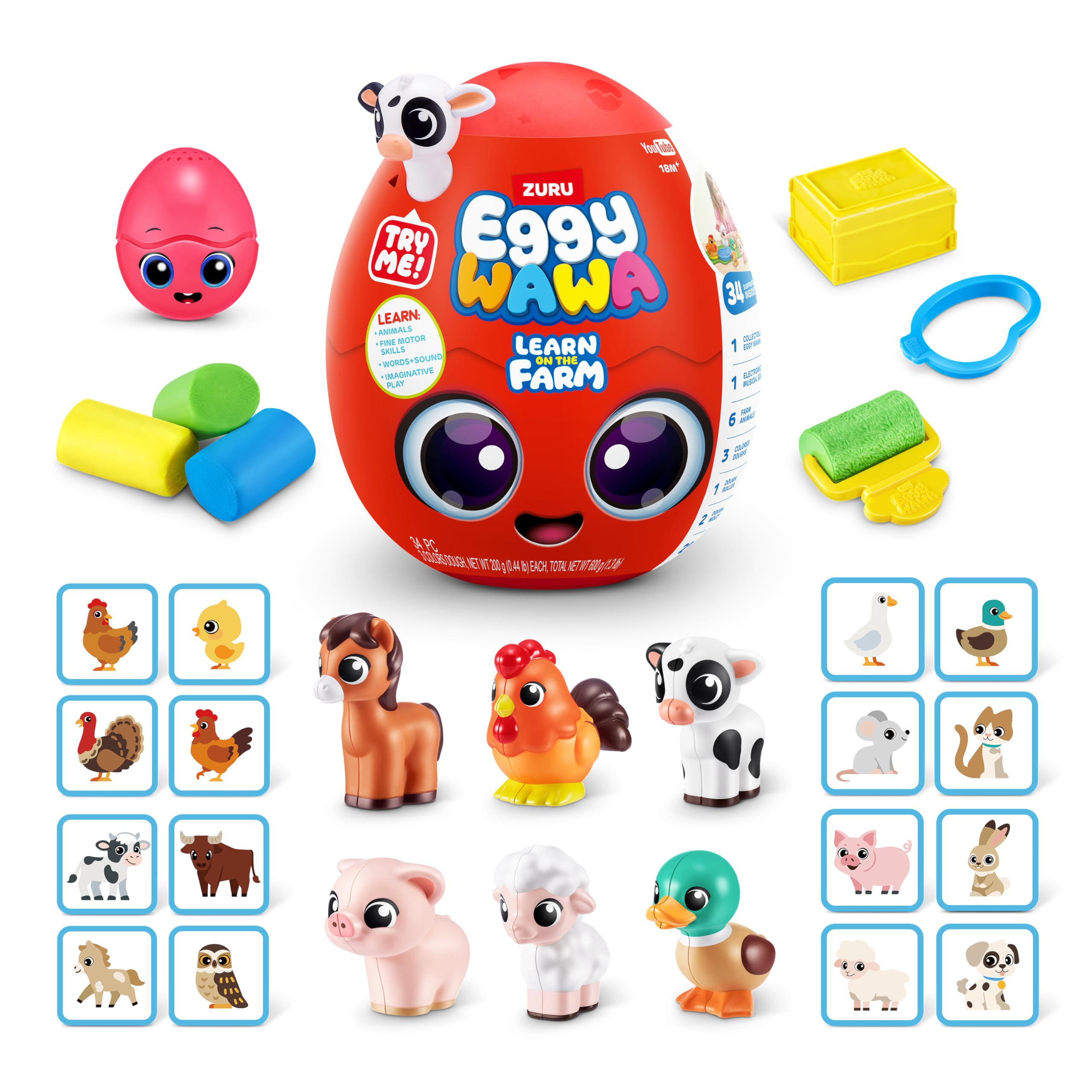 Eggy Wawa Learn on The Farm: 34-Surprise Musical Learning Toy for Toddlers by ZURU