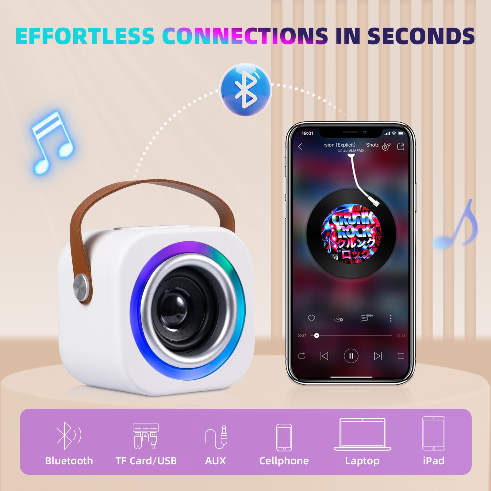 EGivwcvic Mini Karaoke Machine for Kids with 2 Wireless Mics – Safe, Rechargeable, and Portable Singing Toy for Ages 3-12