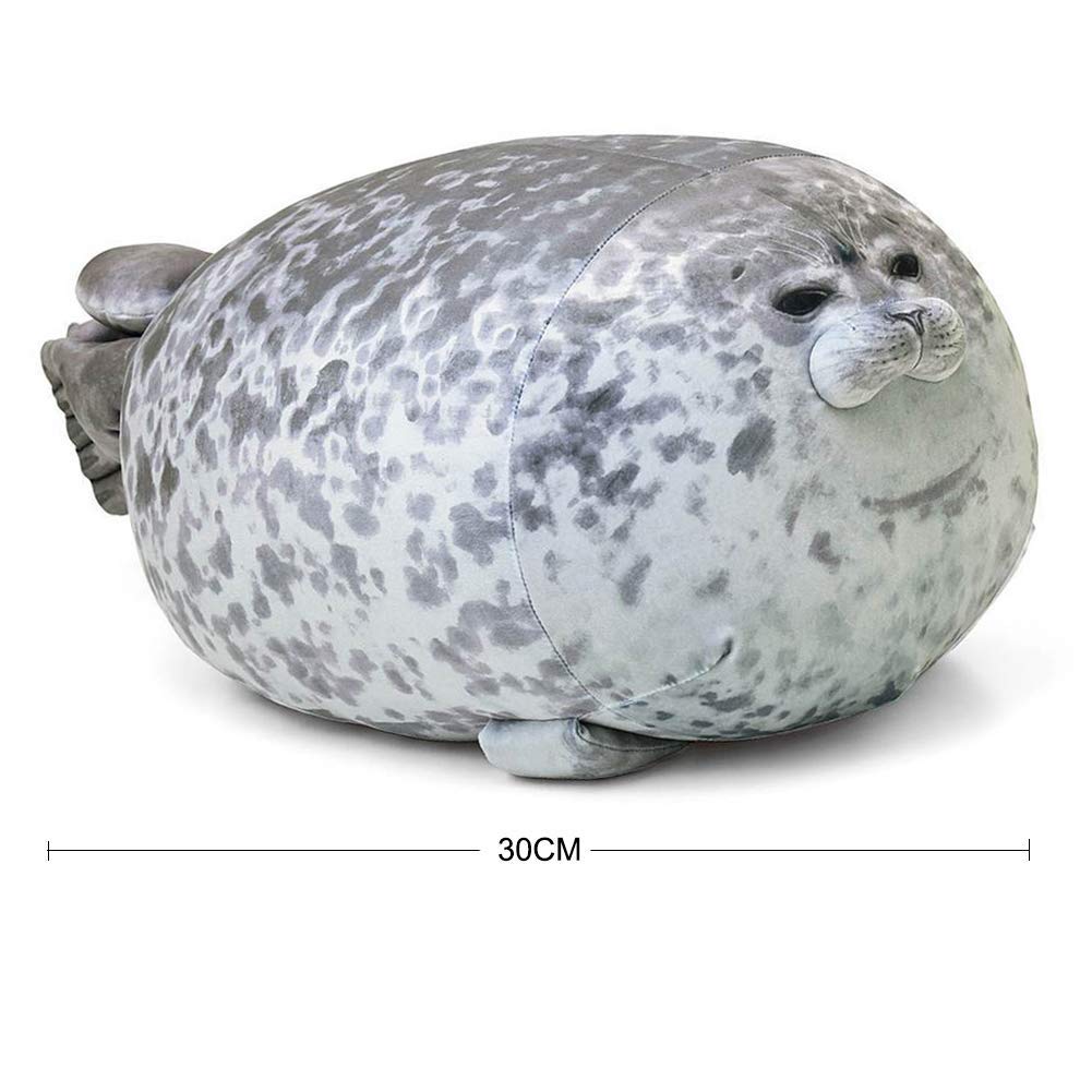 EHOTONG Cute Blob Seal Pillow – Chubby Gray Seal Plush Hug Pillow 11.5 inch
