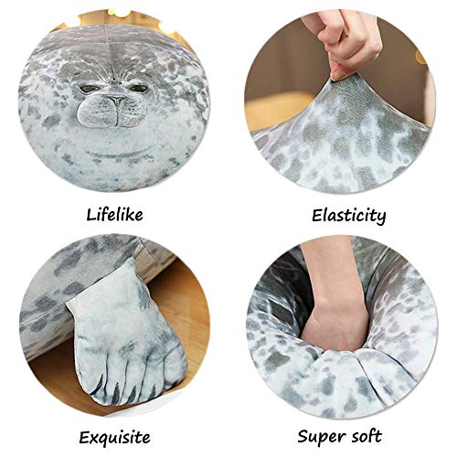 EHOTONG Cute Blob Seal Pillow – Chubby Gray Seal Plush Hug Pillow 11.5 inch