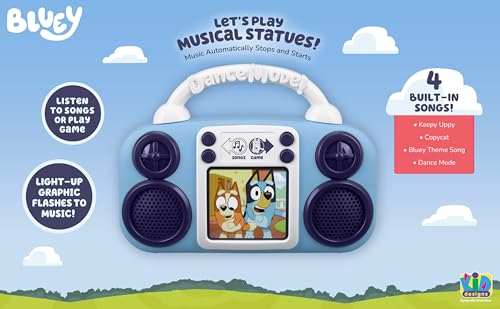 eKids Bluey Music Player for Toddlers – Built-in Songs, Lights, and Musical Statues Game