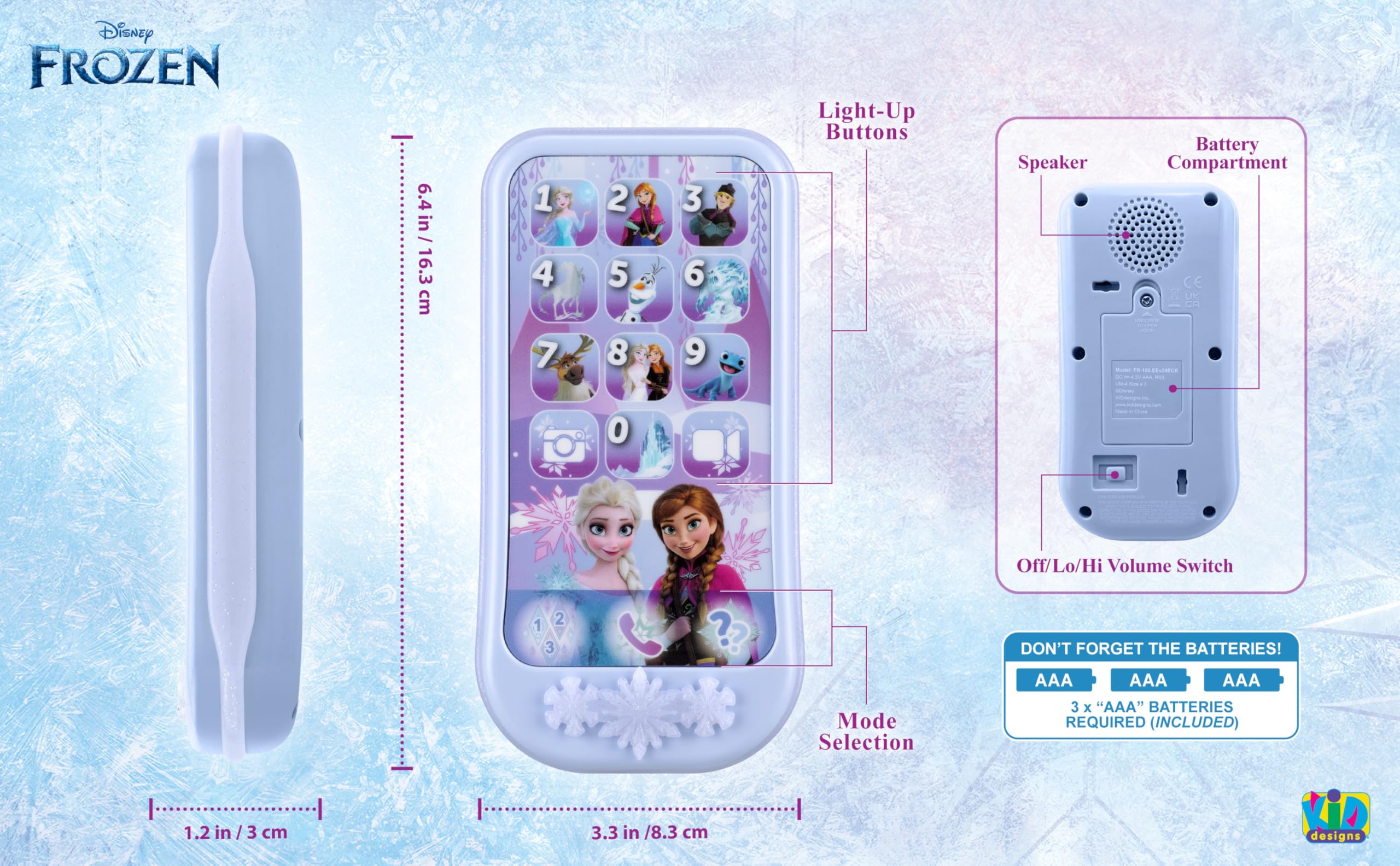 eKids Disney Frozen Toddler Phone with Educational Games and Pretend Play