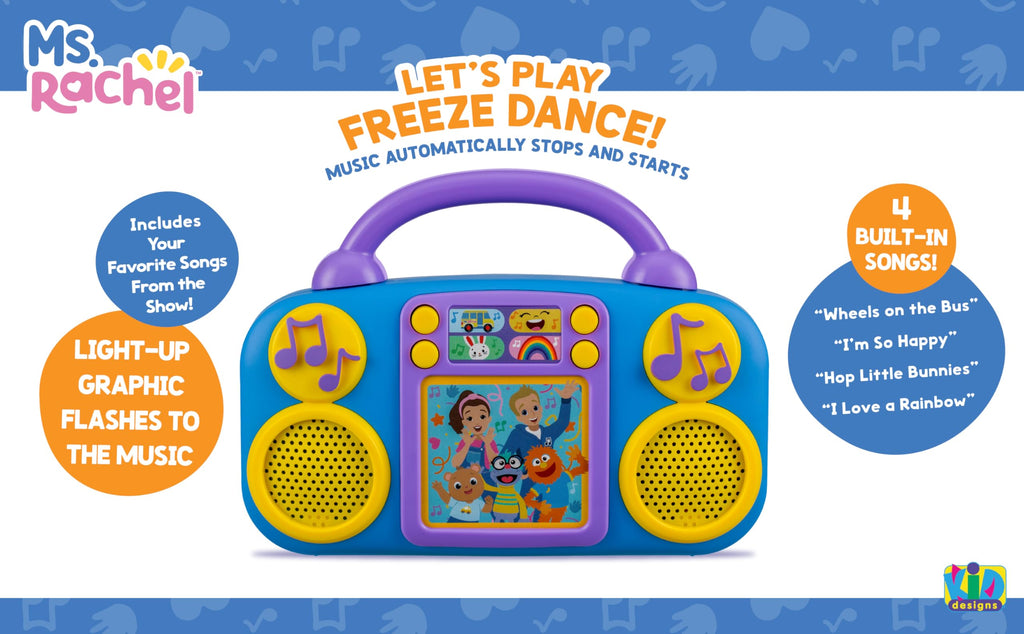 eKids Ms Rachel Music Player with 4 Songs and Flashing Lights – Toddler Toy (Ages 3+)