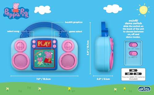 eKids Peppa Pig Music Player for Toddlers – 4 Songs & Flashing Lights