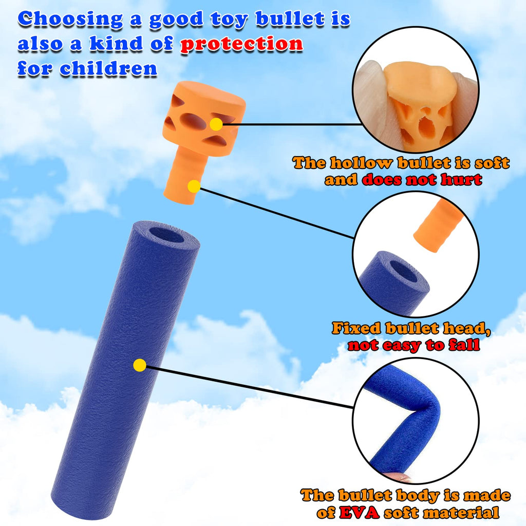 EKIND 200-Pack Waffle Darts Refill - Blue Foam Bullets for N-Strike Blasters