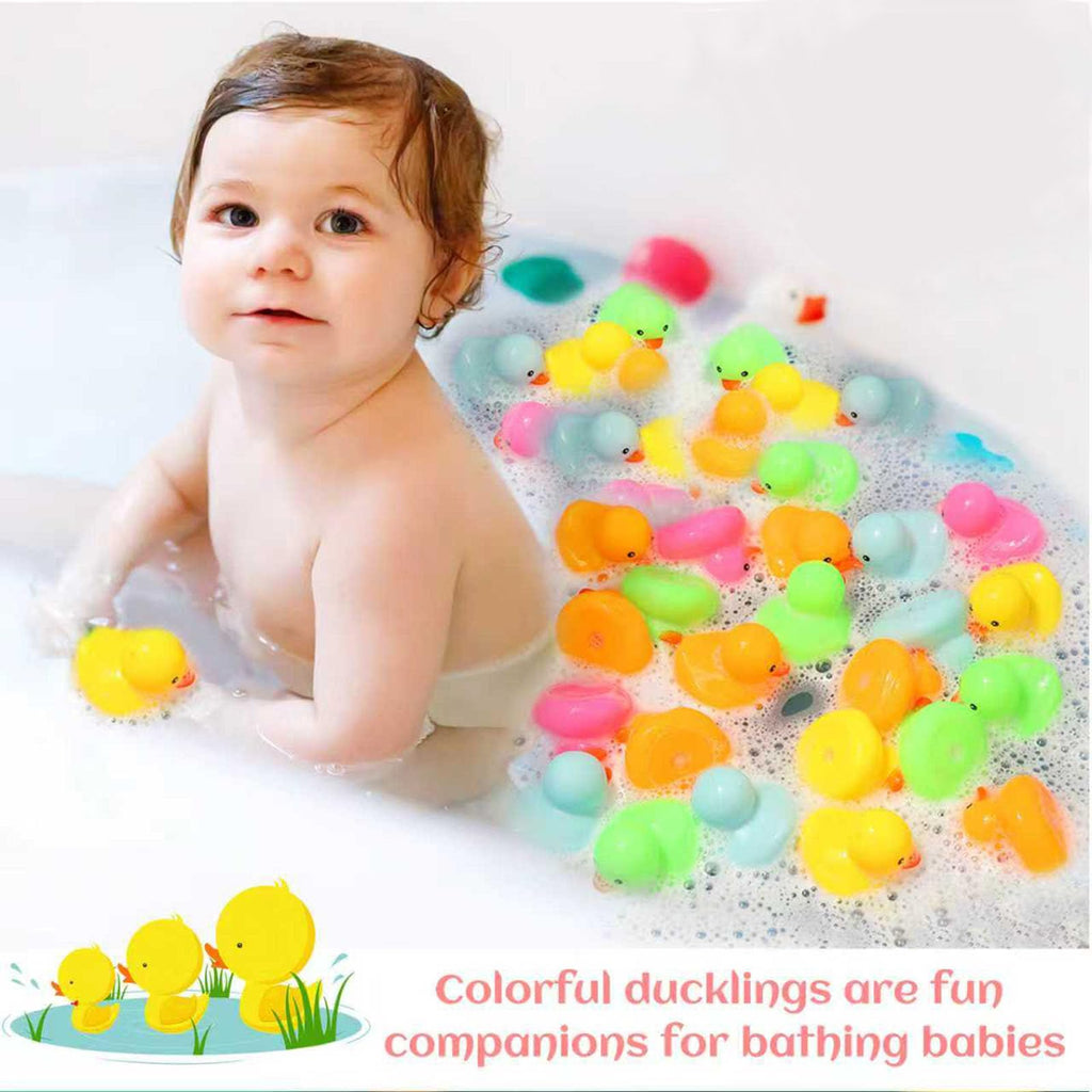 EKisemio 50-Pack Mini Rubber Ducks – Multicolor Squeaky Bath Toys for Parties, Pool, and Classroom Prizes