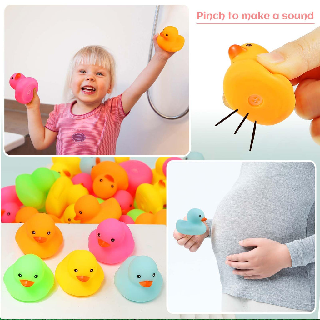 EKisemio 50-Pack Mini Rubber Ducks – Multicolor Squeaky Bath Toys for Parties, Pool, and Classroom Prizes