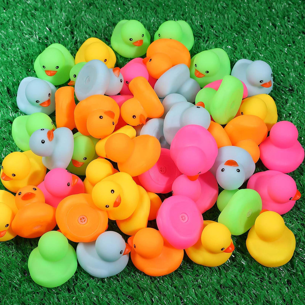 EKisemio 50-Pack Mini Rubber Ducks – Multicolor Squeaky Bath Toys for Parties, Pool, and Classroom Prizes