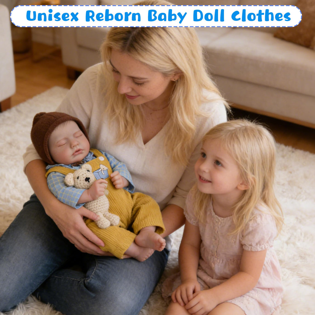 EKOKIZ Reborn Baby Doll Clothes – Outfit with Hat, Shirt, and Pants for 17-20 Inch Dolls