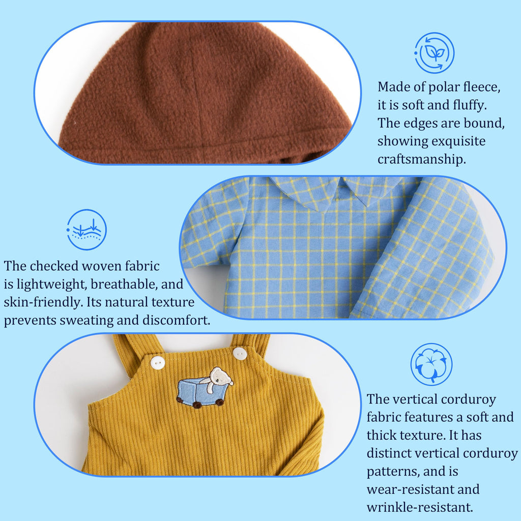 EKOKIZ Reborn Baby Doll Clothes – Outfit with Hat, Shirt, and Pants for 17-20 Inch Dolls