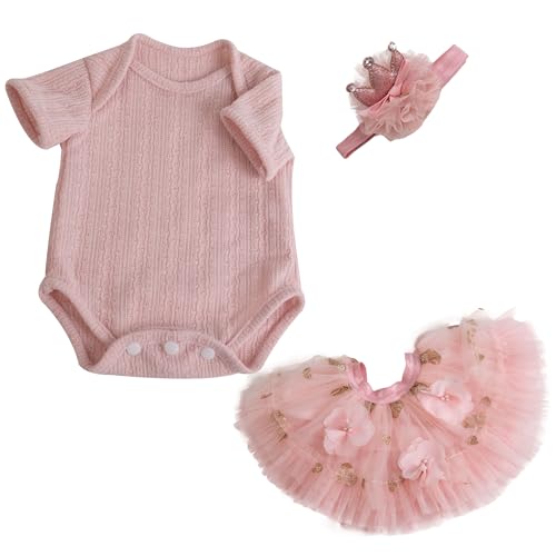 EKOKIZ Reborn Baby Doll Clothes – Pink Outfit Set for 17-20 Inch Dolls