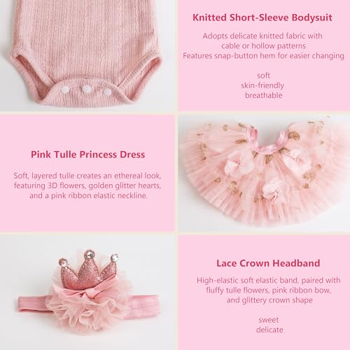 EKOKIZ Reborn Baby Doll Clothes – Pink Outfit Set for 17-20 Inch Dolls