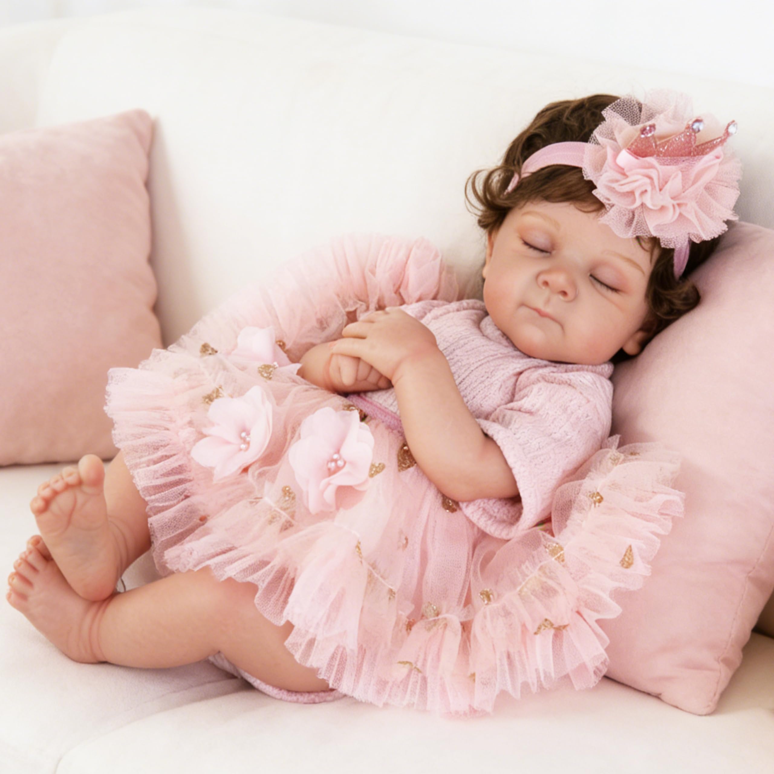 EKOKIZ Reborn Baby Doll Clothes – Pink Outfit Set for 17-20 Inch Dolls