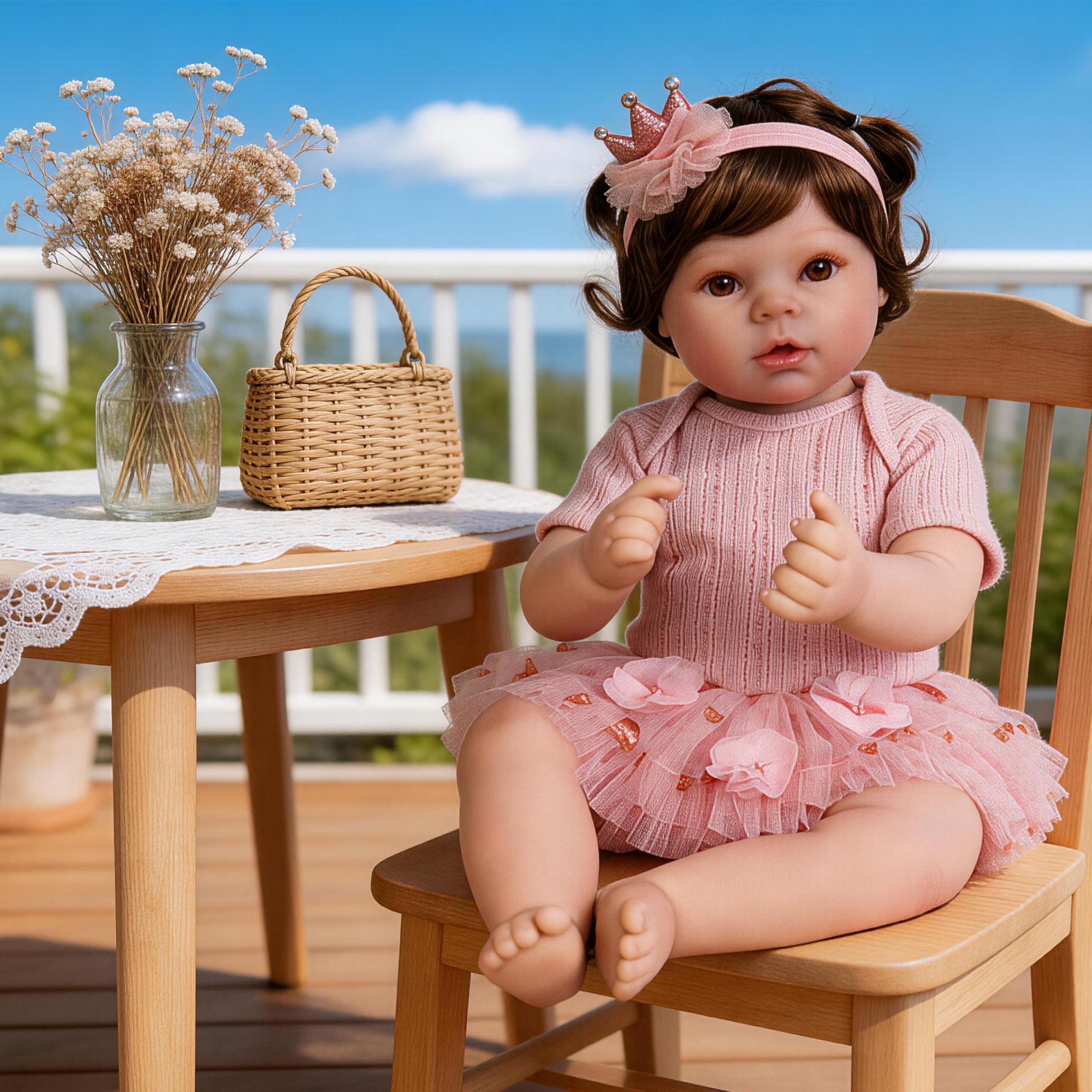 EKOKIZ Reborn Baby Doll Clothes – Pink Outfit Set for 17-20 Inch Dolls