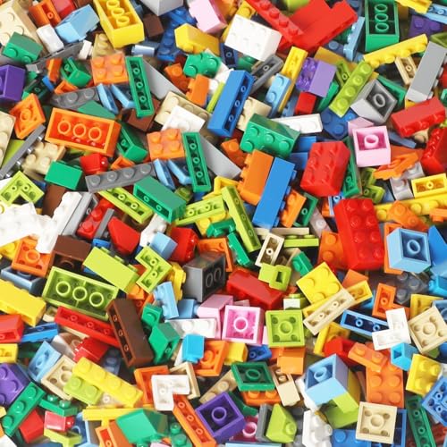 Ekuzi 300 Piece Building Bricks Set – Compatible with Lego Classic, Bulk Basic Blocks in Random Colors, Includes Separator and Storage Bag