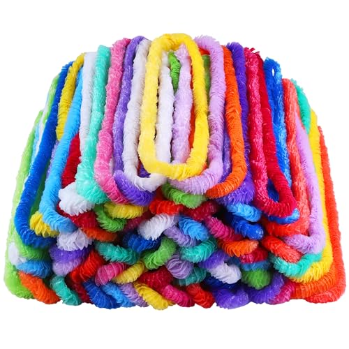 Elcoho 36 Plastic Leis Bulk Bright Colors Tropical Hawaiian Party Favors
