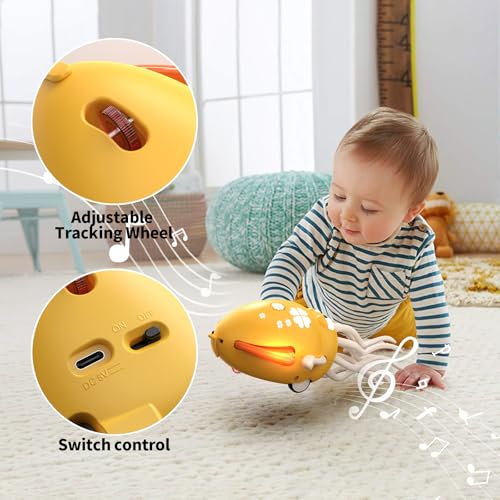 Electric Dancing Octopus Toy for Babies – Crawling, Music & Lights, Rechargeable Sensory Toy, Obstacle Avoidance (Yellow)