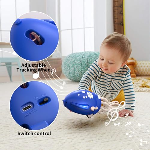 Electric Dancing Octopus Toy with LED Lights and Music - Rechargeable Interactive Crawling Toy for Toddlers (Blue)