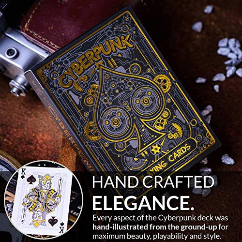 Elephant Playing Cards Cyberpunk Gold Deck – Standard Poker Size, 310 GSM, with Tutorial E-Book