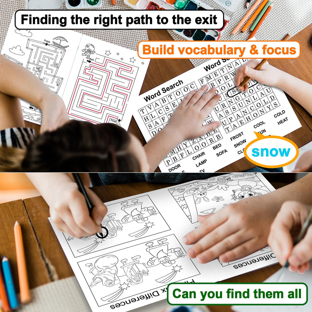Elfew 20-Pack Small Activity Books for Kids Ages 4-8 – Over 280 Puzzles for Party Favors, Travel, and Classroom Fun