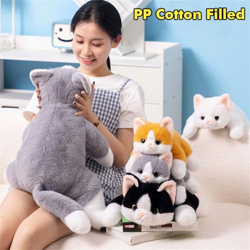 ELKOHA Weighted Cat Plush Toy - 11.8 Inch Realistic Stuffed Kitten with Weighted Beads, Cute Plush Pillow for Kids