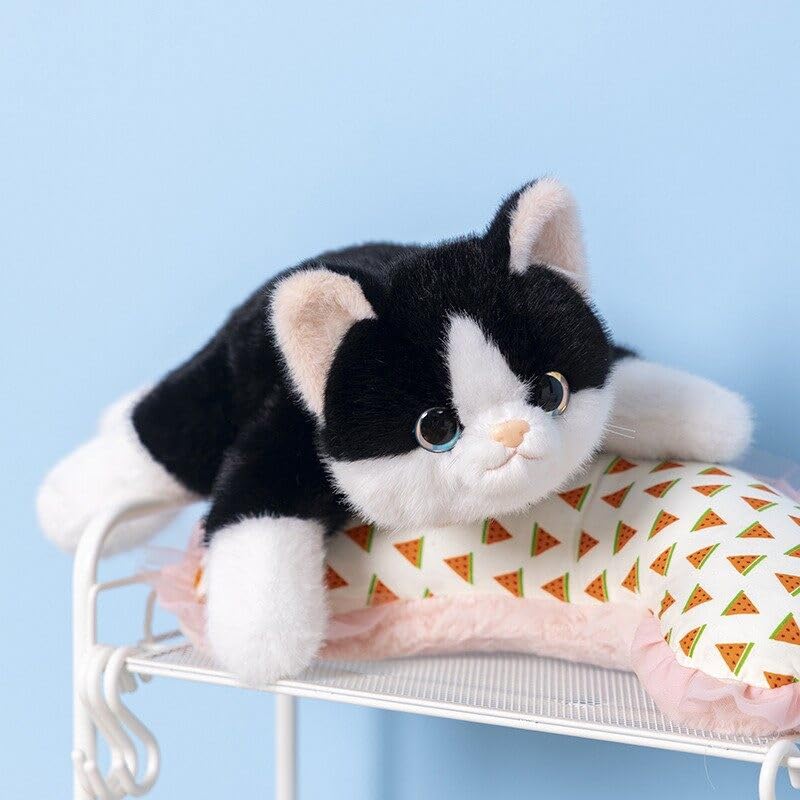 ELKOHA Weighted Cat Plush Toy - 11.8 Inch Realistic Stuffed Kitten with Weighted Beads, Cute Plush Pillow for Kids