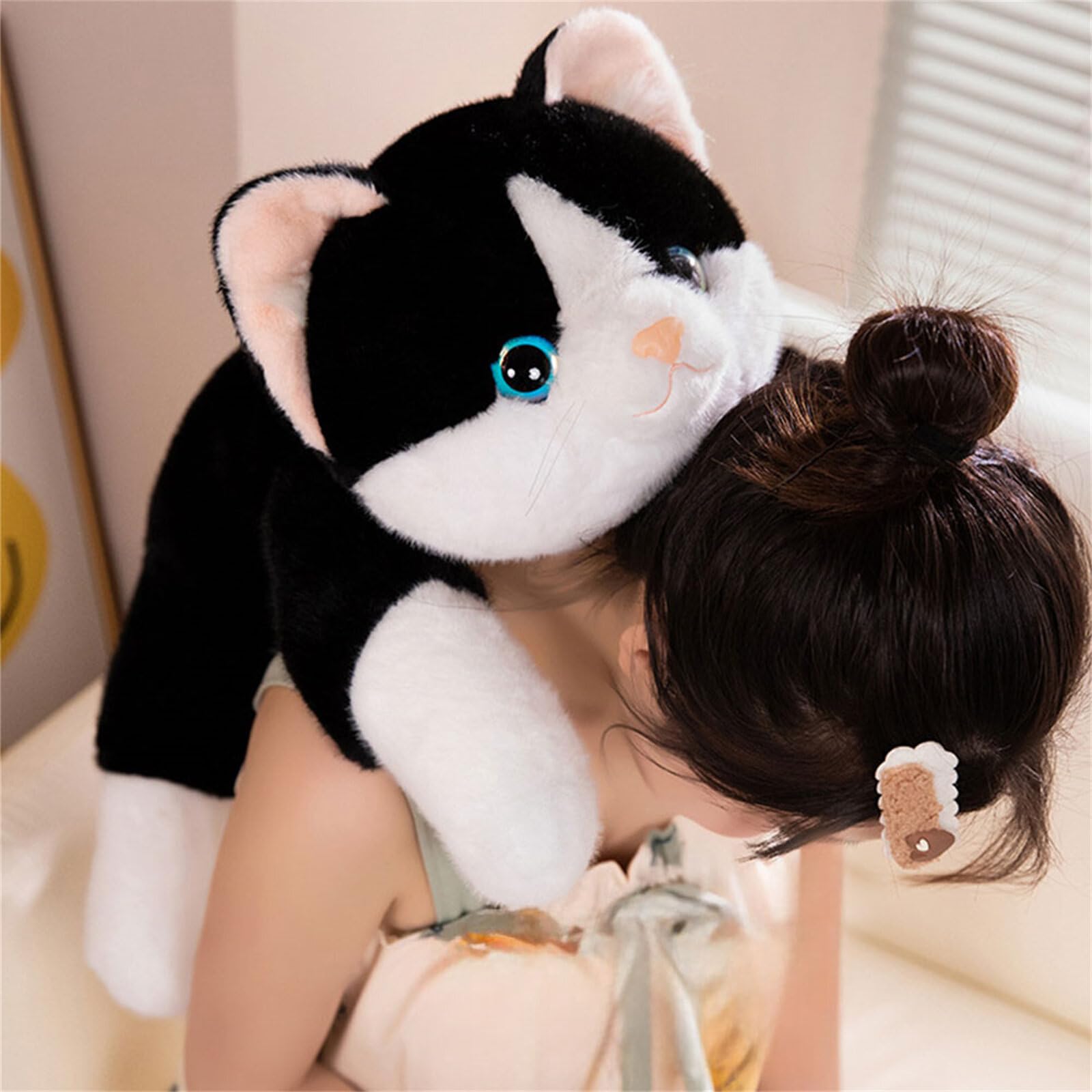 ELKOHA Weighted Cat Plush Toy - 11.8 Inch Realistic Stuffed Kitten with Weighted Beads, Cute Plush Pillow for Kids