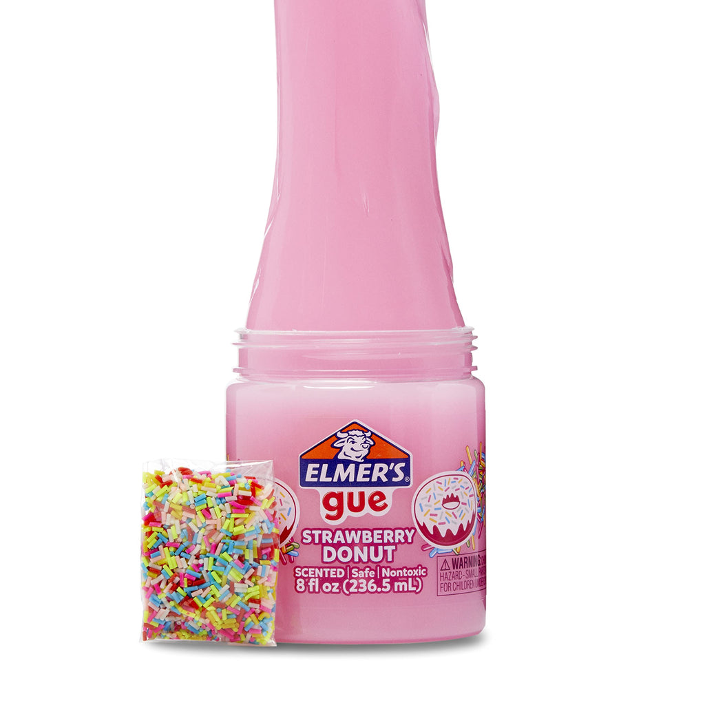 Elmer's Gue Strawberry Donut Slime 2-Pack: Premade Fluffy Scented Slime with Rainbow Sprinkle Mix-Ins
