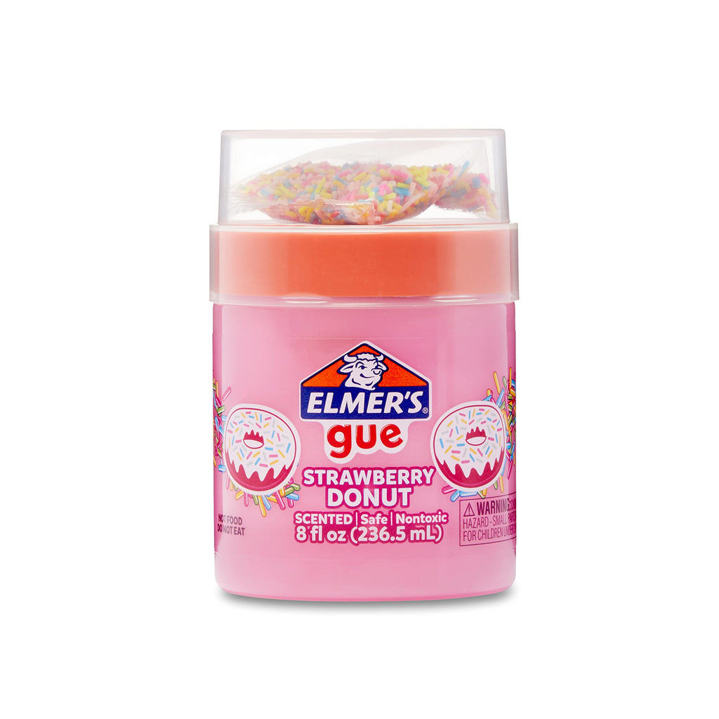 Elmer's Gue Strawberry Donut Slime 2-Pack: Premade Fluffy Scented Slime with Rainbow Sprinkle Mix-Ins