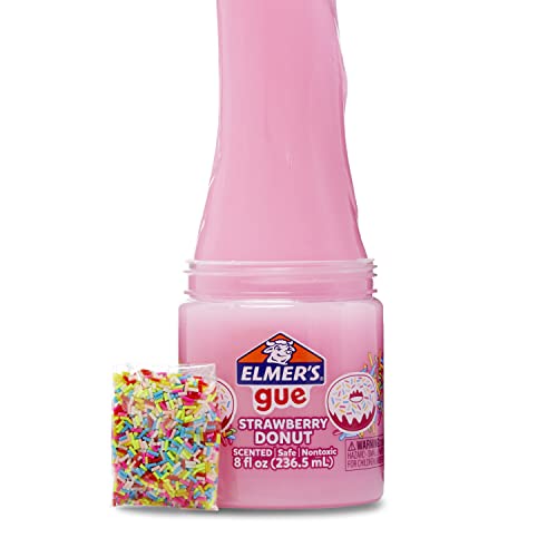 Elmer's Gue Strawberry Donut Slime 2-Pack: Premade Fluffy Scented Slime with Rainbow Sprinkle Mix-Ins