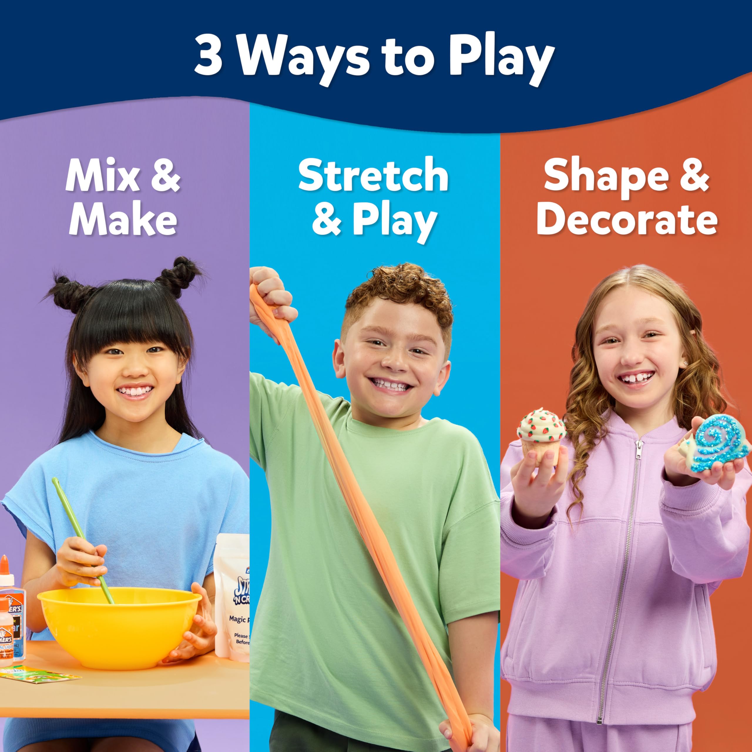 Elmer’s Stretch 'N Create Dough Kit – 3 Ways to Play, Includes Glue Pens & Decorations, 9-Piece Set for Kids