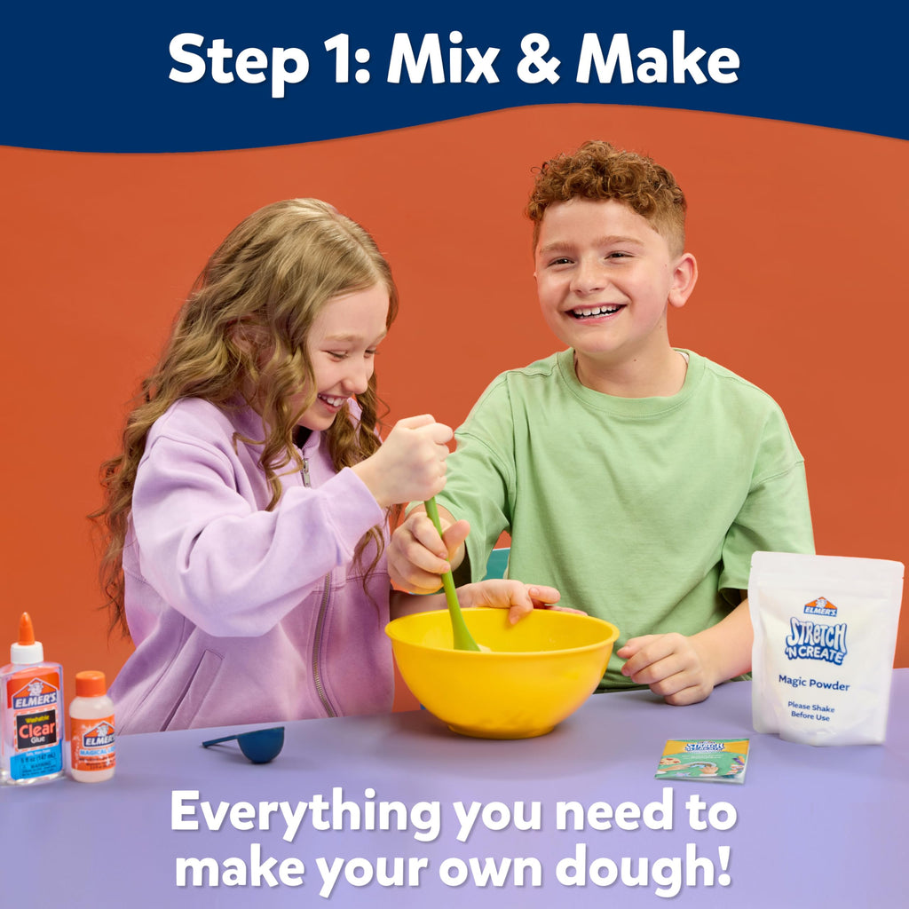 Elmer's Stretch 'N Create Dough Kit Snack Shack – 9-Pack for 3 Ways to Play, Stretchy Slime-Like Dough with Glue Pens and Decorations