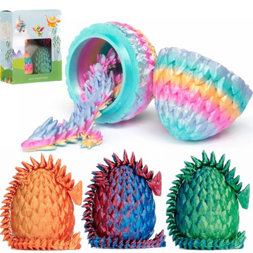 ELORION 4-Piece 8.5-Inch 3D Printed Dragon Eggs with Surprise Dragon Inside – Easter Basket Fillers
