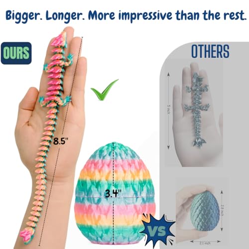 ELORION 4-Piece 8.5-Inch 3D Printed Dragon Eggs with Surprise Dragon Inside – Easter Basket Fillers