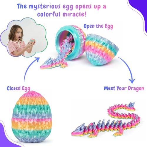 ELORION 4-Piece 8.5-Inch 3D Printed Dragon Eggs with Surprise Dragon Inside – Easter Basket Fillers
