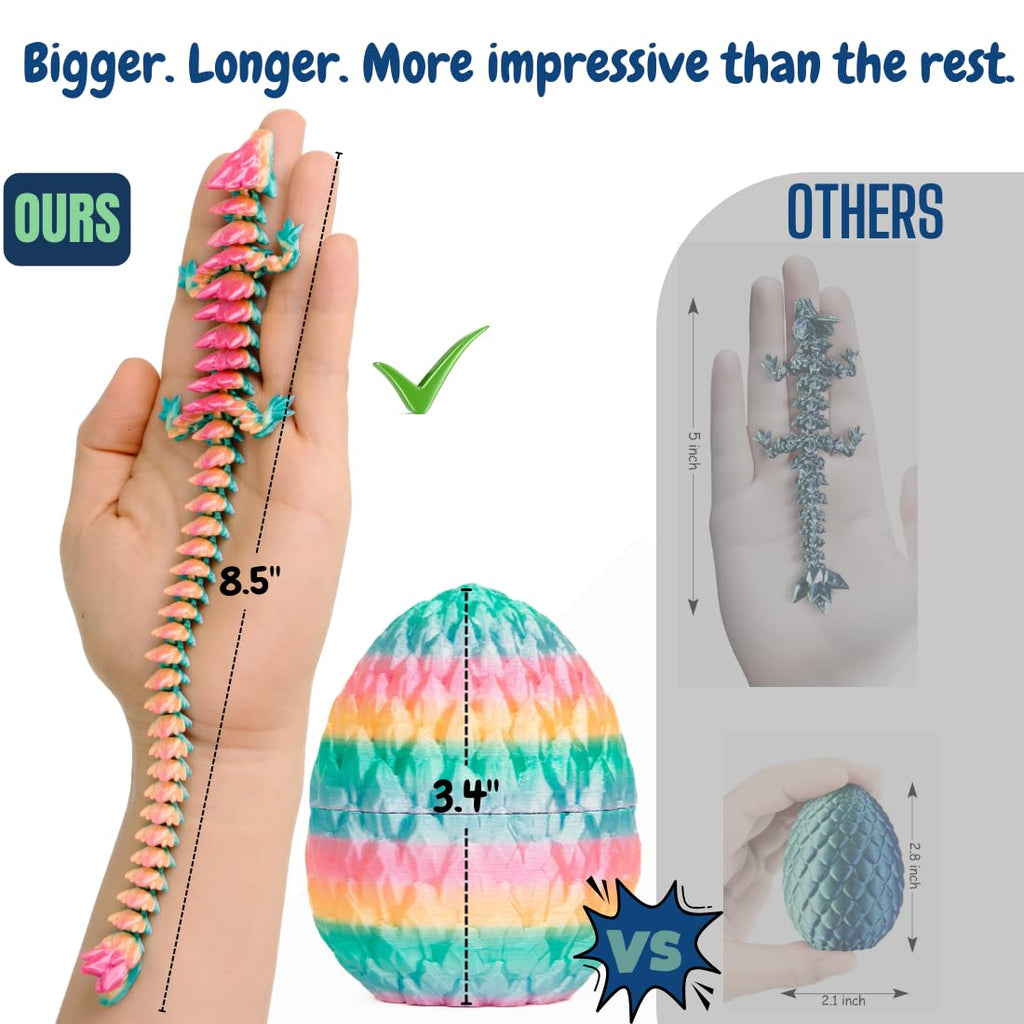 ELORION 4-Piece 8.5-Inch 3D Printed Dragon Eggs with Surprise Dragon Inside – Easter Basket Fillers