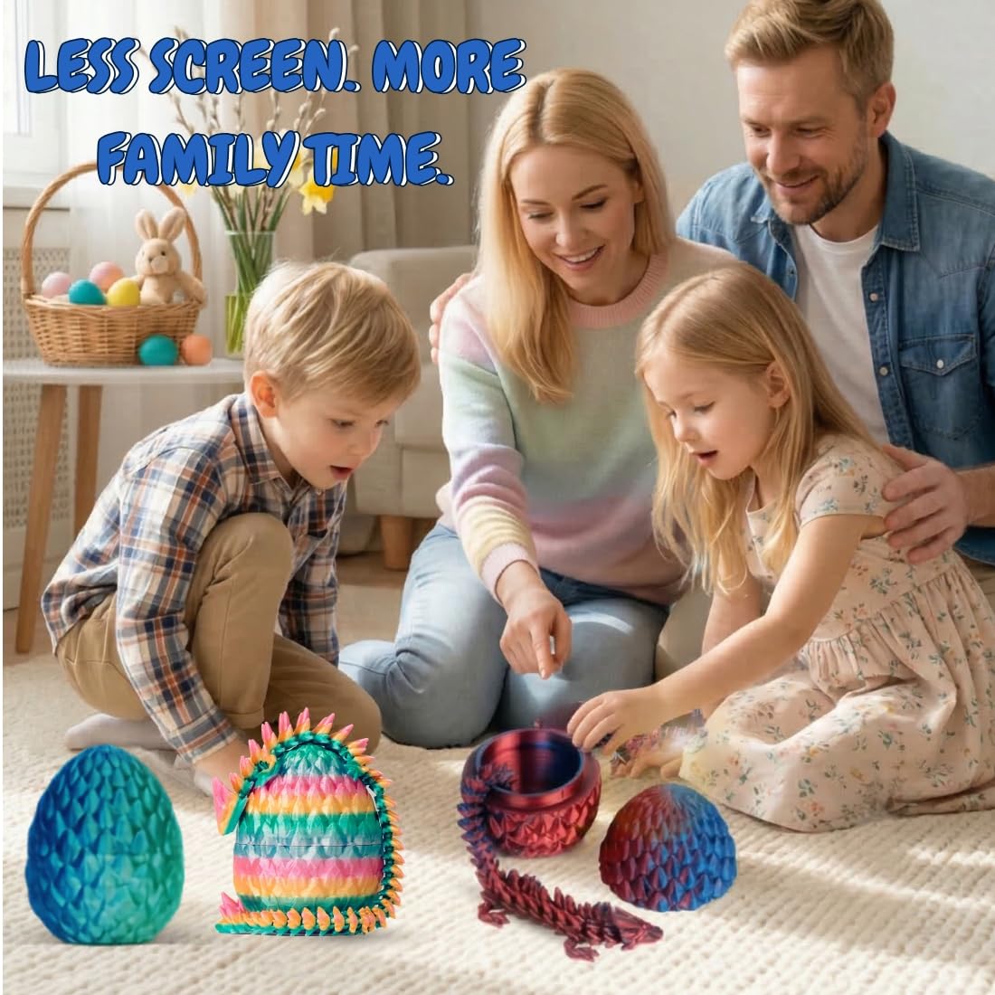 ELORION 4-Piece 8.5-Inch 3D Printed Dragon Eggs with Surprise Dragon Inside – Easter Basket Fillers