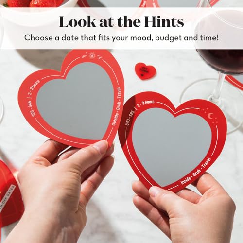 Eluvate Scratch Off Date Night Ideas - 45 Romantic Couple Cards with Heart Coin for Anniversary, Birthday or Wedding Gifts
