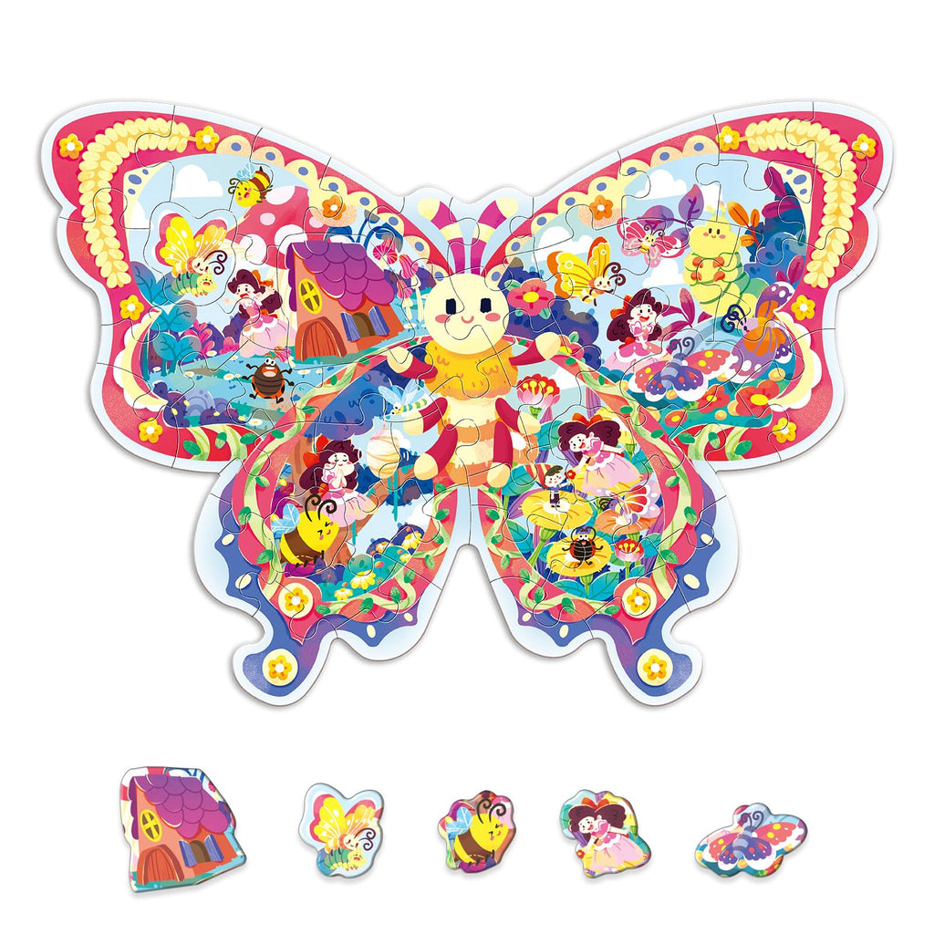 ELX 52 Piece Butterfly Jigsaw Puzzle for Kids 3+ - Large Floor Puzzle with Storage Box
