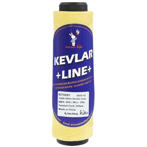 emma kites 1000Ft 80Lb Kevlar Kite Line – Low Stretch, Abrasion Resistant Twisted String for Kites and Outdoor Utility